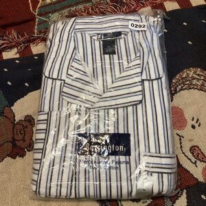 Barrington Men's White and Blue Striped Shirt